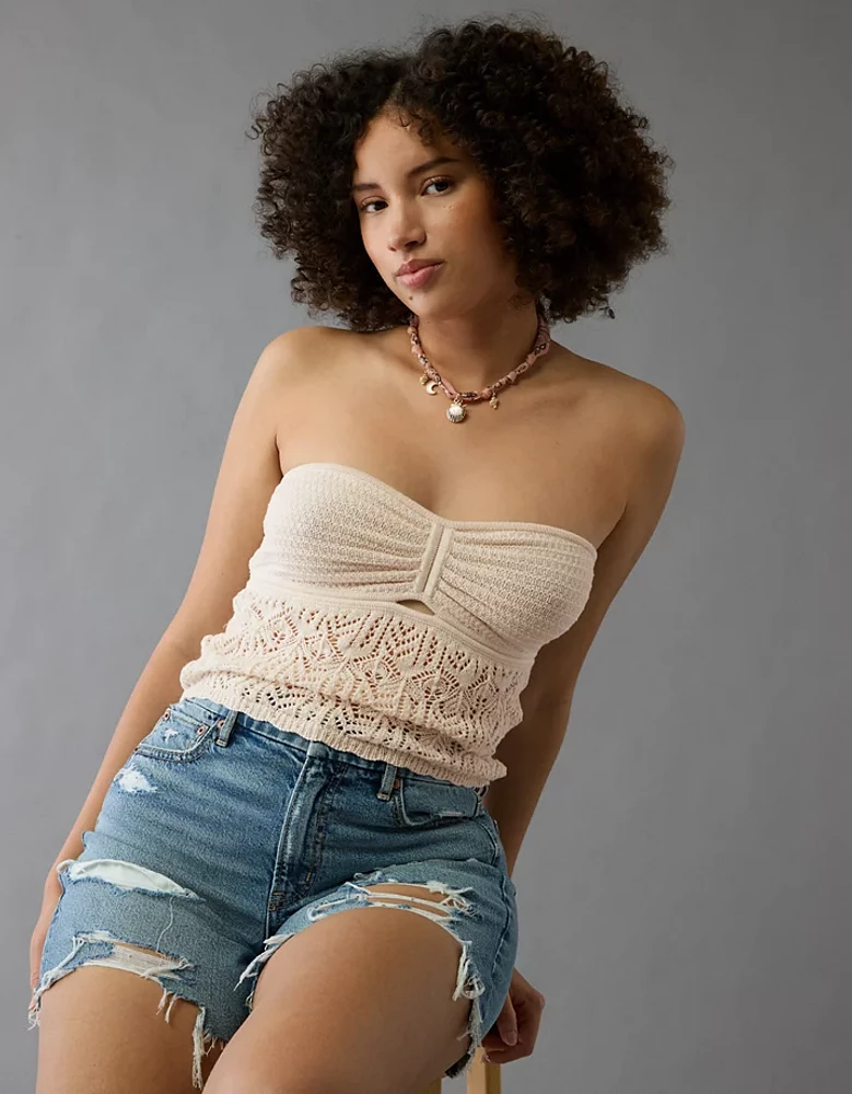 Bustier tubulaire à chevrons au crochet AE