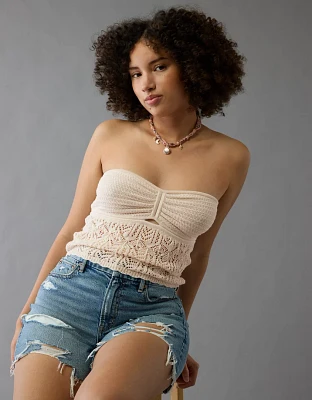 Bustier tubulaire à chevrons au crochet AE