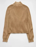 AE Cropped Mock Neck Quarter-Zip Sweater