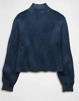 AE Cropped Mock Neck Quarter-Zip Sweater