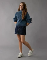 AE Cropped Mock Neck Quarter-Zip Sweater