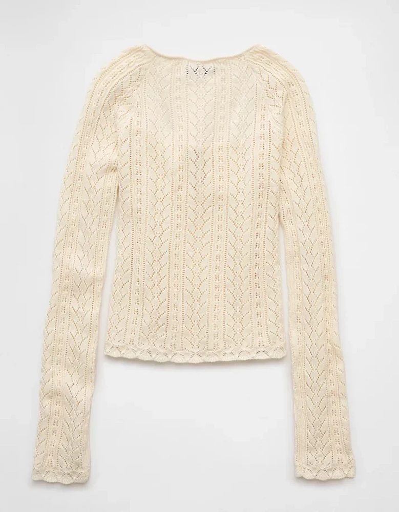 AE Square Neck Open Knit Sweater