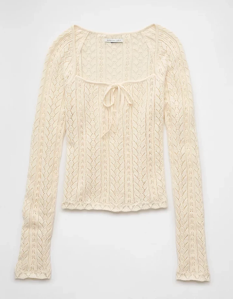 AE Square Neck Open Knit Sweater