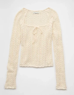 AE Square Neck Open Knit Sweater