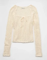 AE Square Neck Open Knit Sweater