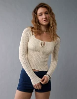 AE Square Neck Open Knit Sweater