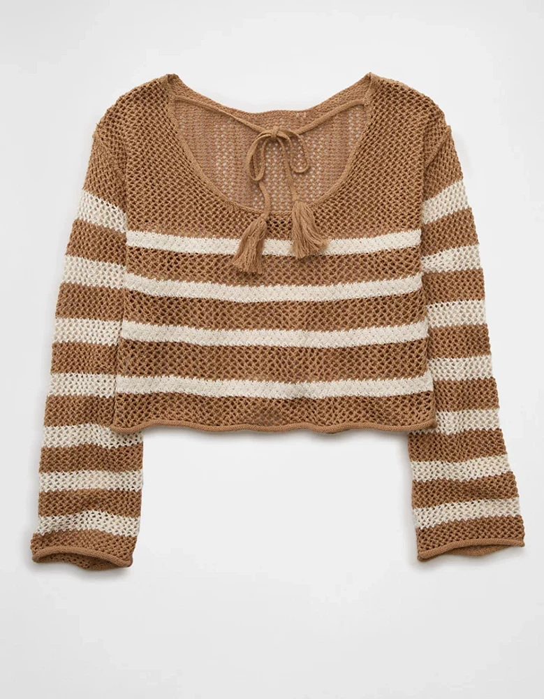 Chandail au crochet à épaule dénudée AE
