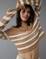 Chandail au crochet à épaule dénudée AE