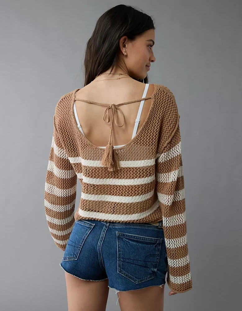 Chandail au crochet à épaule dénudée AE
