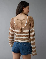 Chandail au crochet à épaule dénudée AE