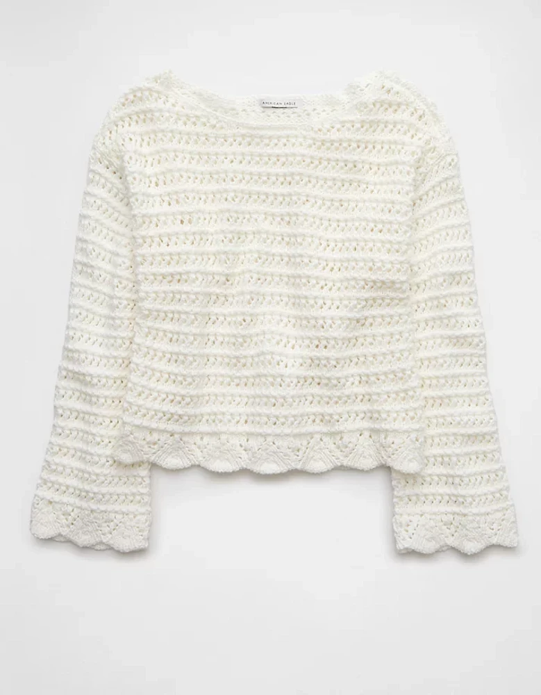 Chandail en tricot ouvert à encolure ballerine AE