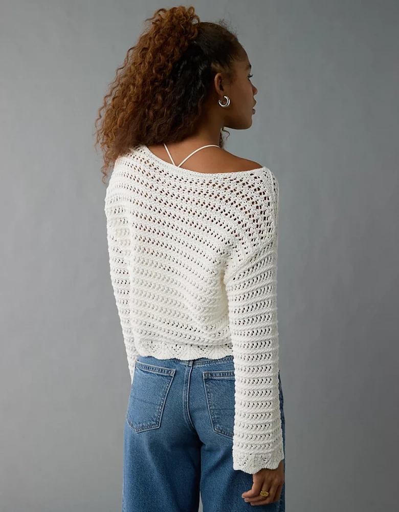Chandail en tricot ouvert à encolure ballerine AE