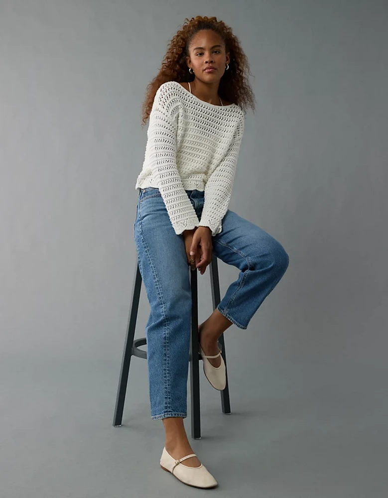 Chandail en tricot ouvert à encolure ballerine AE