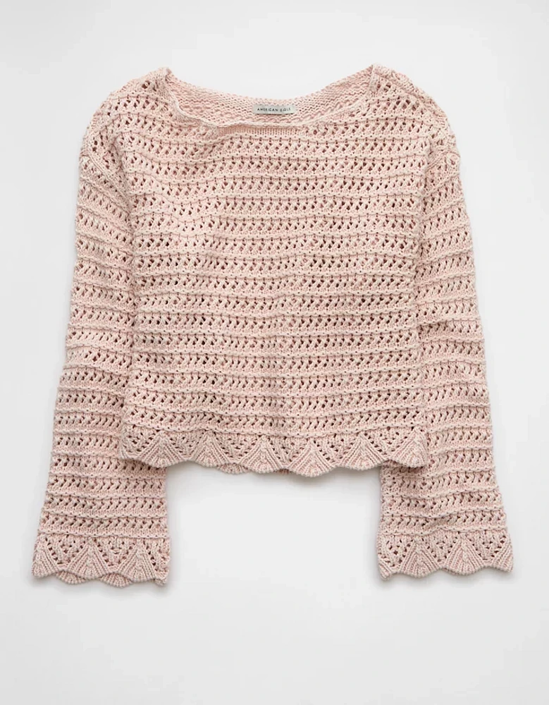 AE Ballet Neck Open Knit Sweater