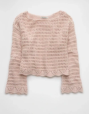 AE Ballet Neck Open Knit Sweater