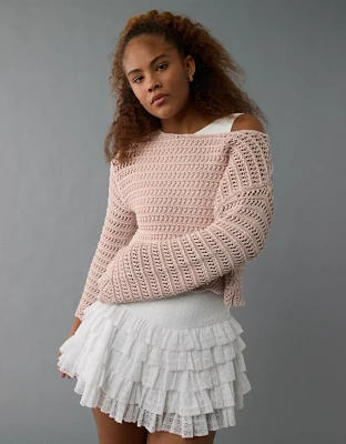 AE Ballet Neck Open Knit Sweater