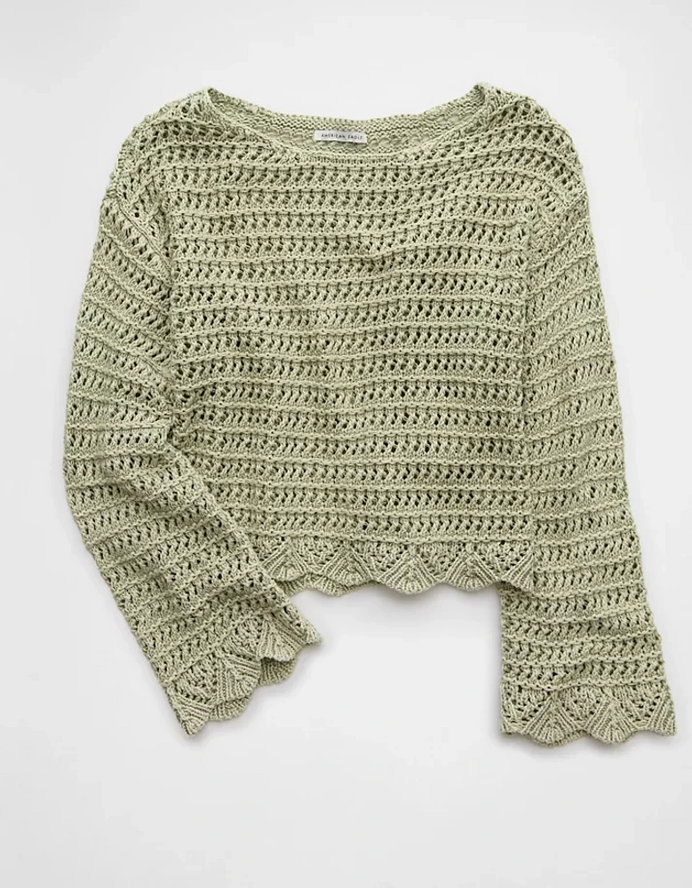 AE Ballet Neck Open Knit Sweater