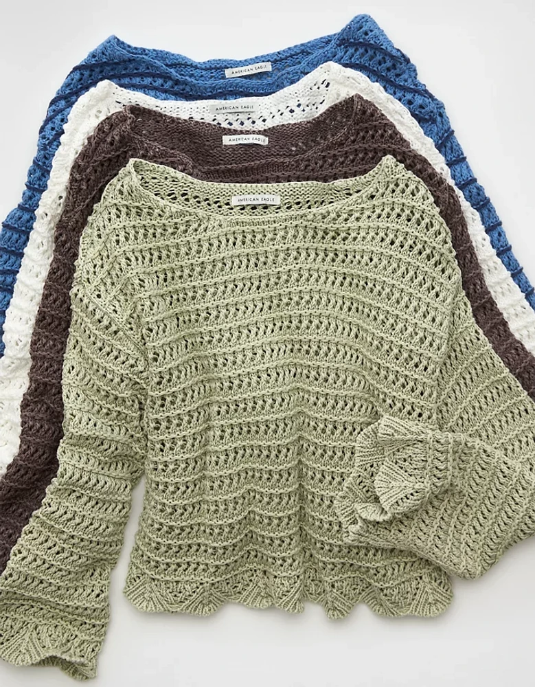 AE Ballet Neck Open Knit Sweater