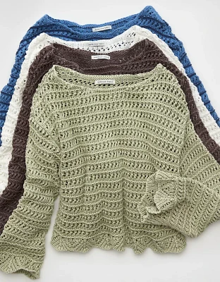 AE Ballet Neck Open Knit Sweater
