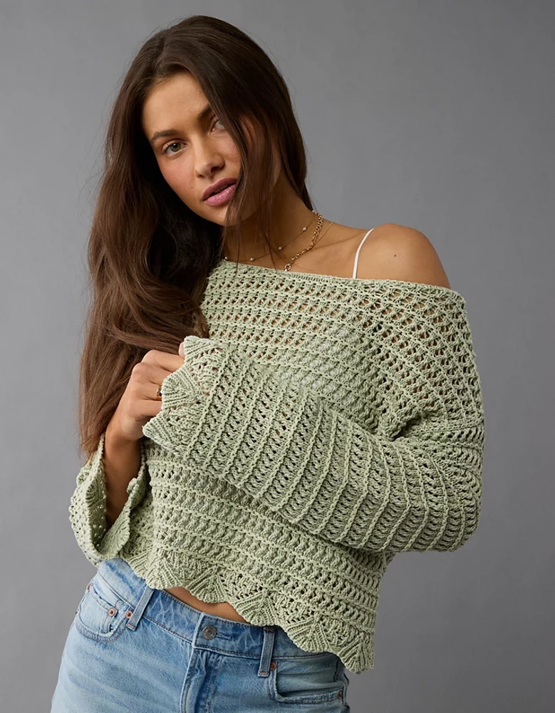 AE Ballet Neck Open Knit Sweater