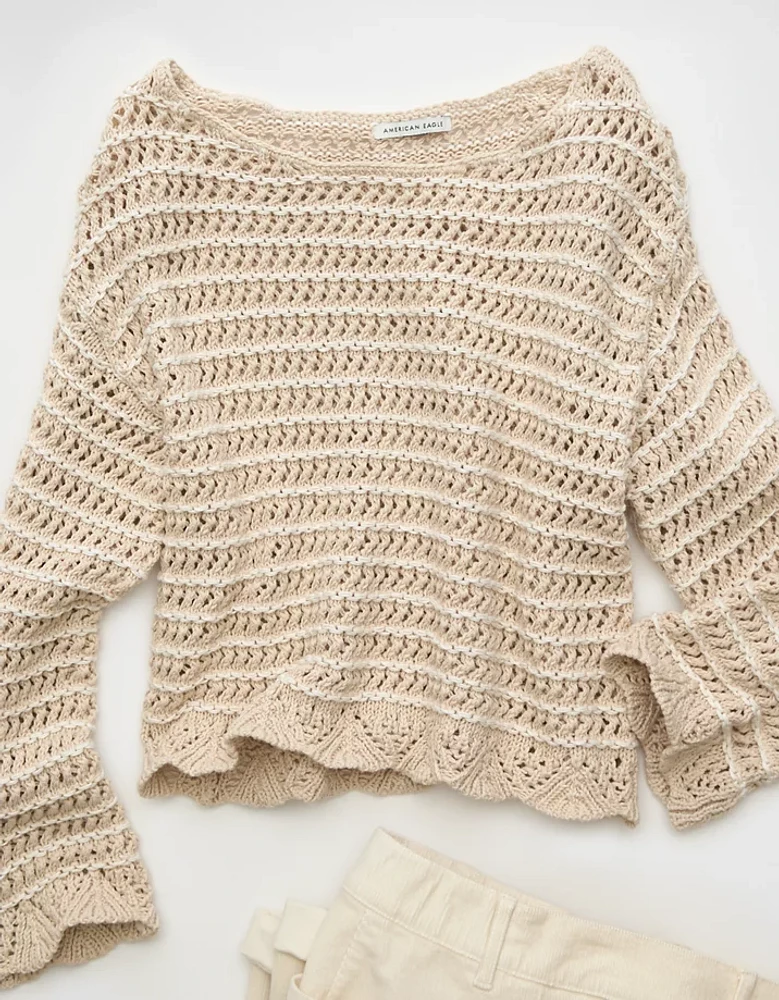 Chandail en tricot ouvert à encolure ballerine AE