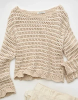 Chandail en tricot ouvert à encolure ballerine AE