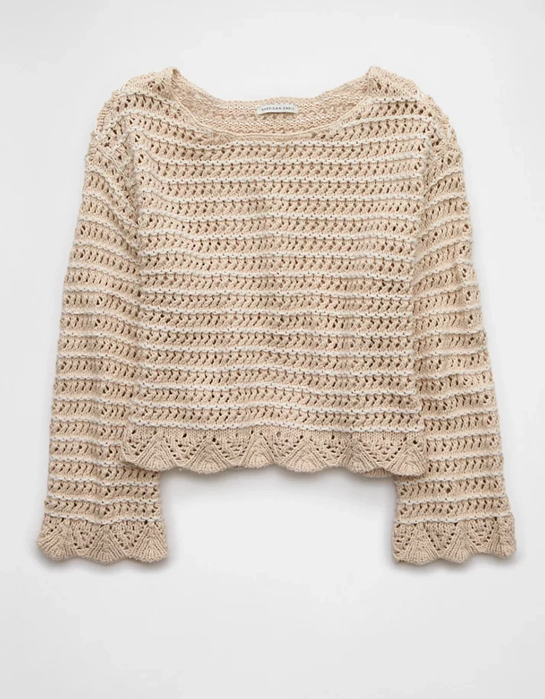 Chandail en tricot ouvert à encolure ballerine AE