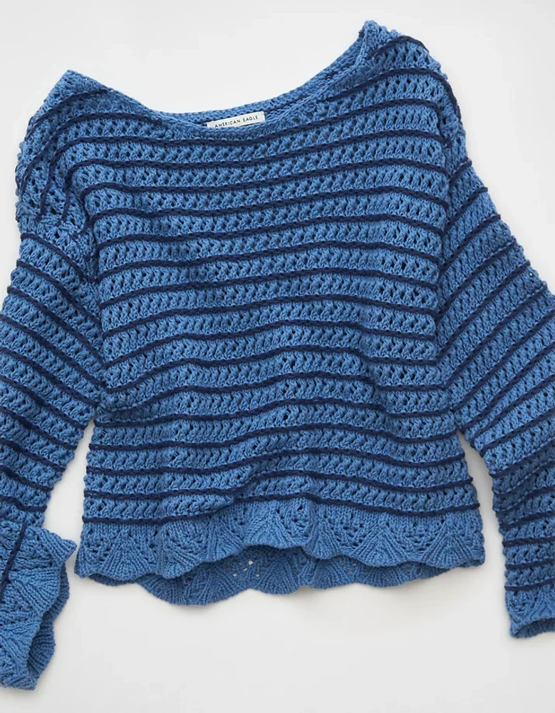 AE Ballet Neck Open Knit Sweater