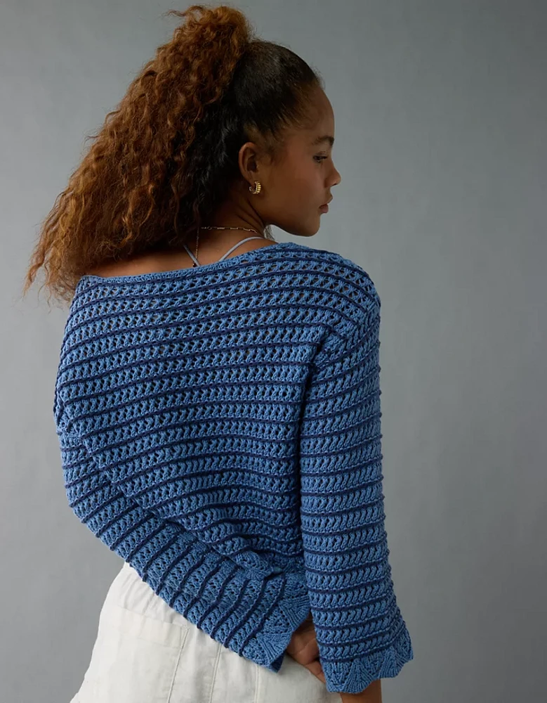 AE Ballet Neck Open Knit Sweater