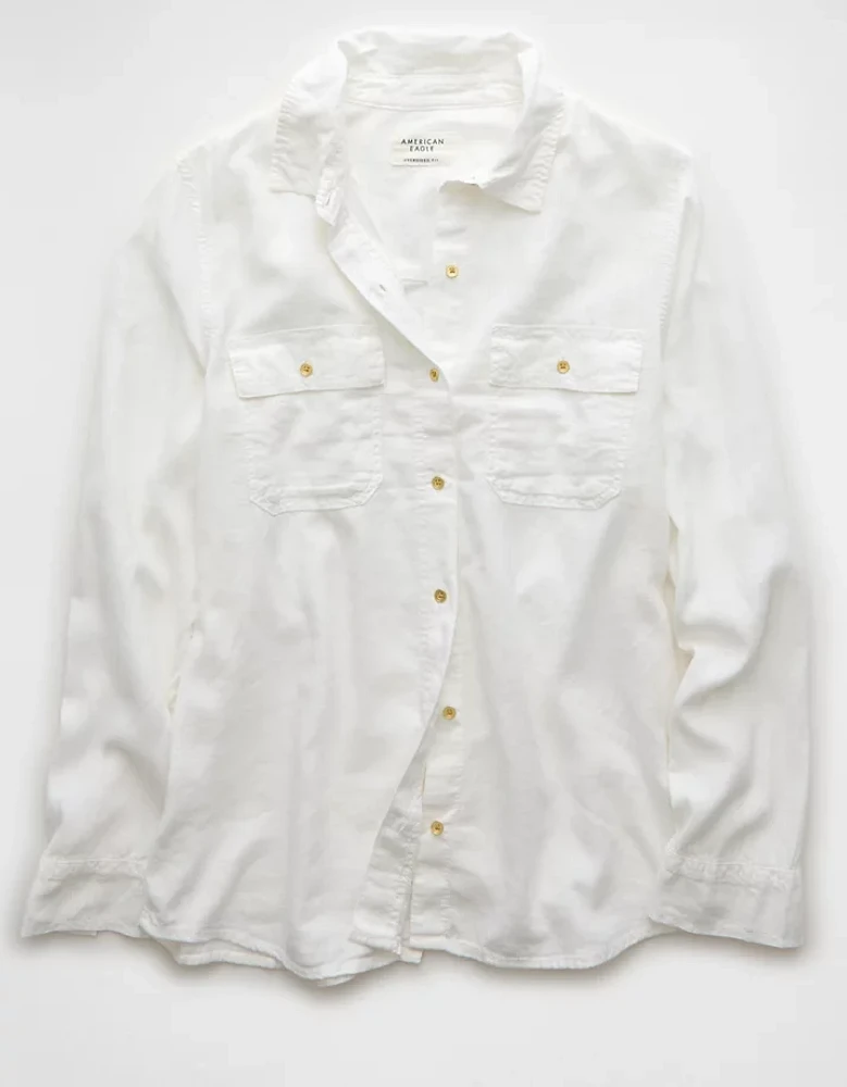 AE Weekend Vibes Linen-Blend Long-Sleeve Button-Up Shirt