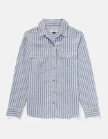 AE Weekend Vibes Linen-Blend Long-Sleeve Button-Up Shirt