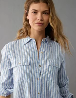 AE Weekend Vibes Linen-Blend Long-Sleeve Button-Up Shirt