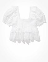 AE Square Neck Puff-Sleeve Babydoll Blouse