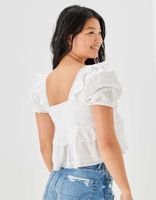 AE Square Neck Puff-Sleeve Babydoll Blouse