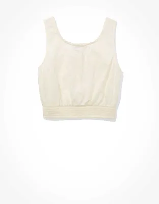 AE Cropped Button-Front Tank Top