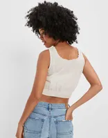 AE Cropped Button-Front Tank Top