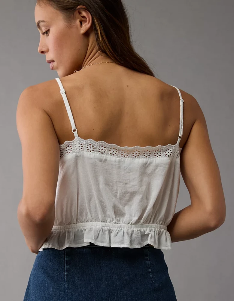 Débardeur camisole en dentelle à boutons AE