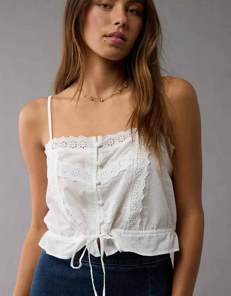 Débardeur camisole en dentelle à boutons AE