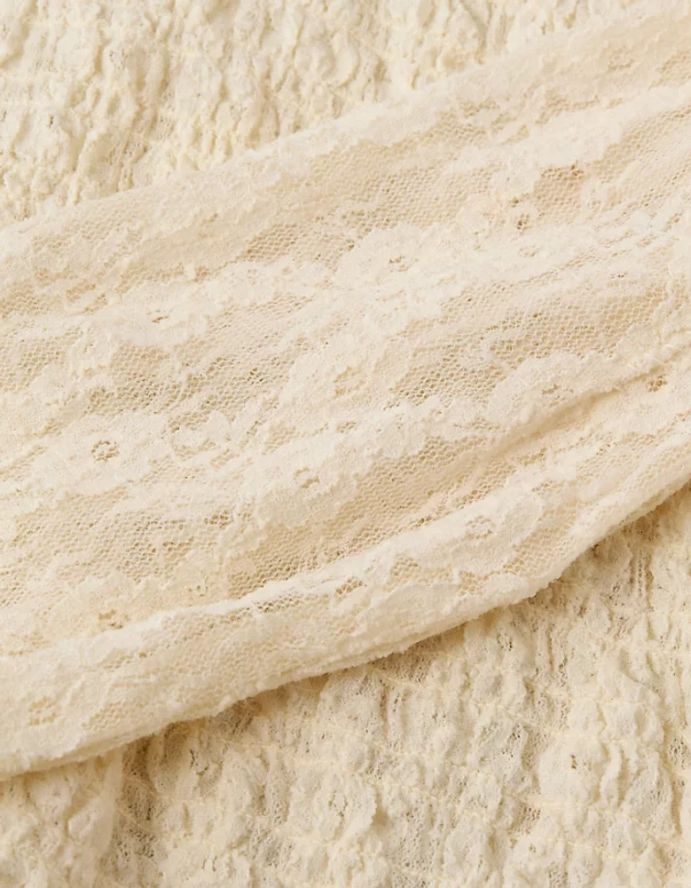 Chemisier à smocks et dentelle manches longues AE