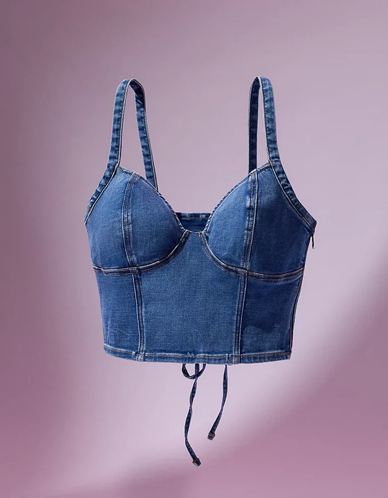 Corset court en denim Coco Gauff x AE