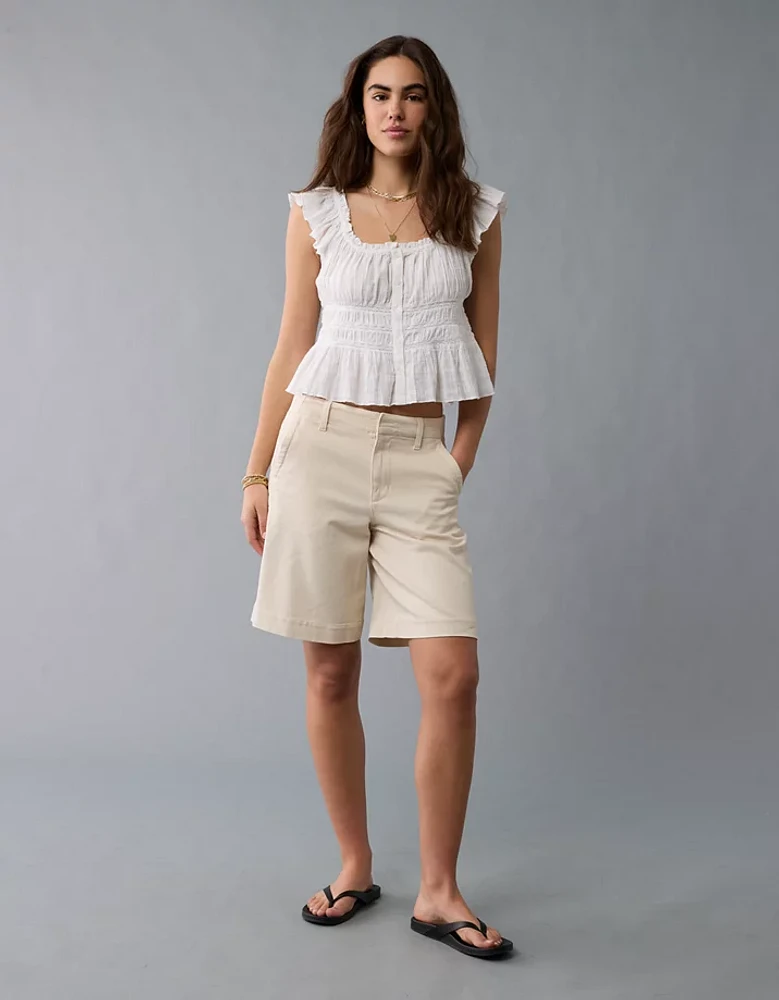 AE Ruched Flutter Sleeve Shirt