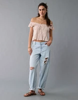 AE Ruched Flutter Sleeve Shirt