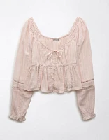 AE Long-Sleeve Babydoll Blouse