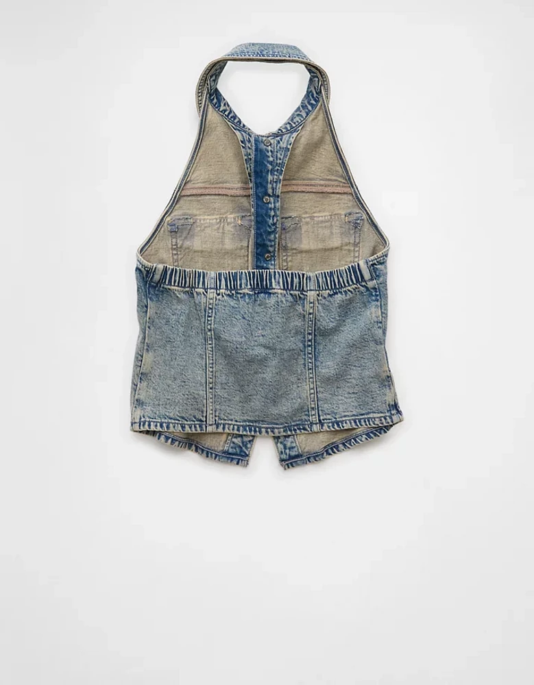 AE Collared Denim Halter Vest