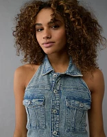 AE Collared Denim Halter Vest