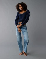 AE Long-Sleeve Cinched Blouse