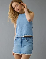 Haut bain-de-soleil en denim au crochet AE