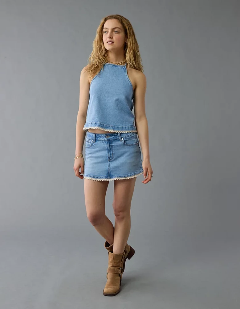 Haut bain-de-soleil en denim au crochet AE