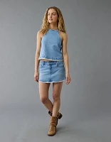Haut bain-de-soleil en denim au crochet AE