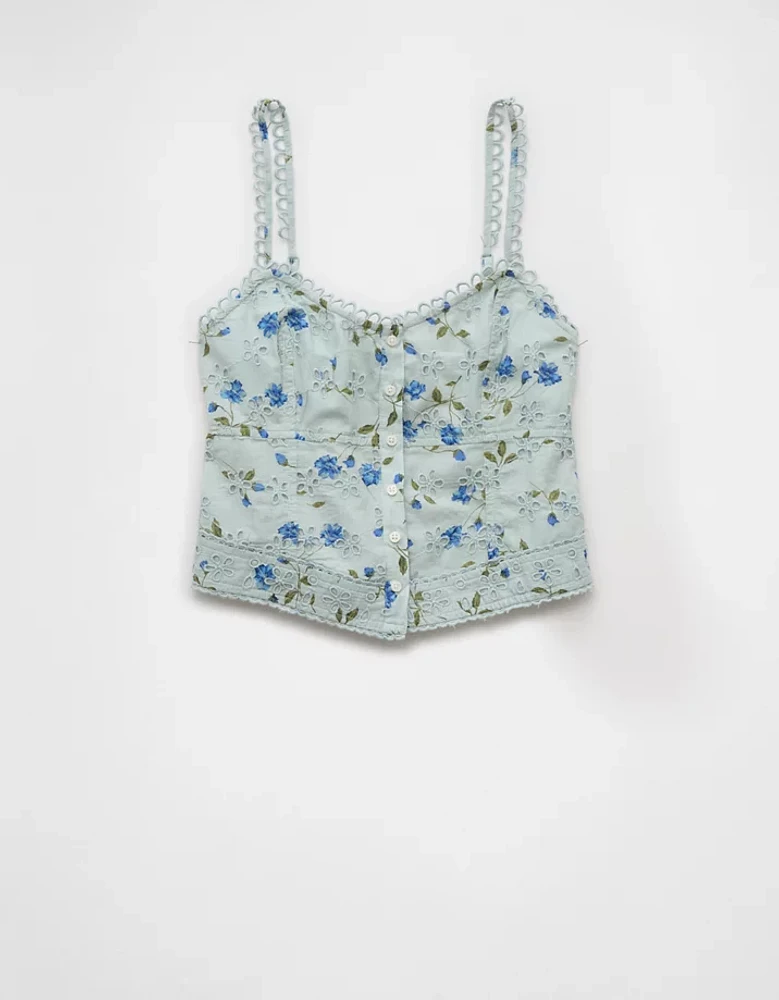 AE Button-Up Corset Tank Top
